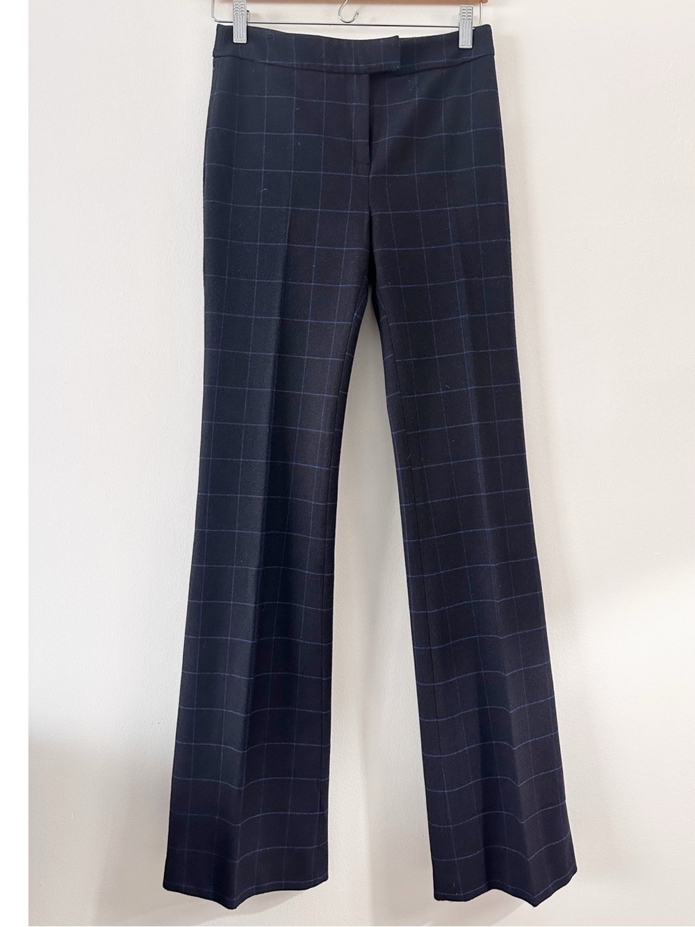 NWOT Derek Lam 10 Crosby Navy Blue Windowpane Plaid Pants Trousers Sz 0